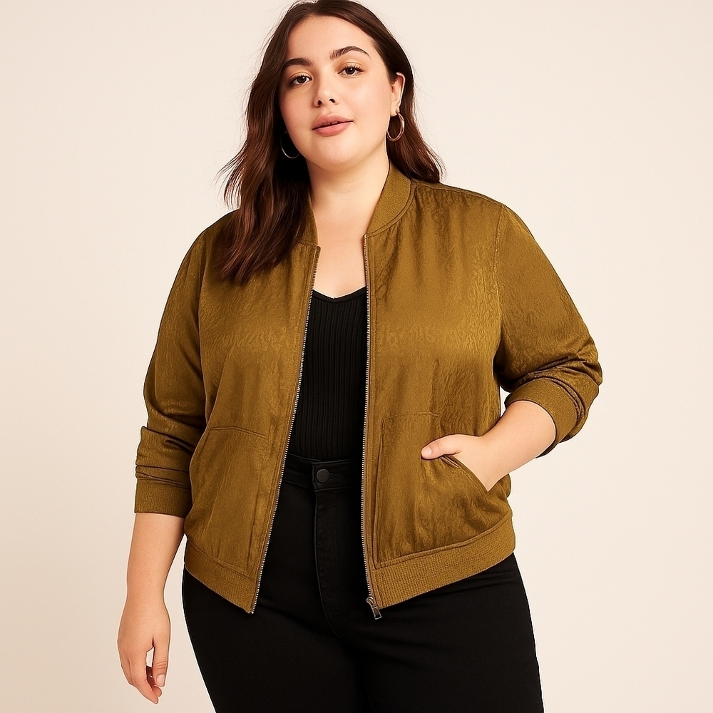 Maeve by Anthropologie Silky Animal Print Bomber Jacket 2X EUC